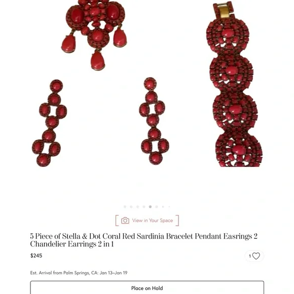 Stella & Dot Coral Red Bracelet Set